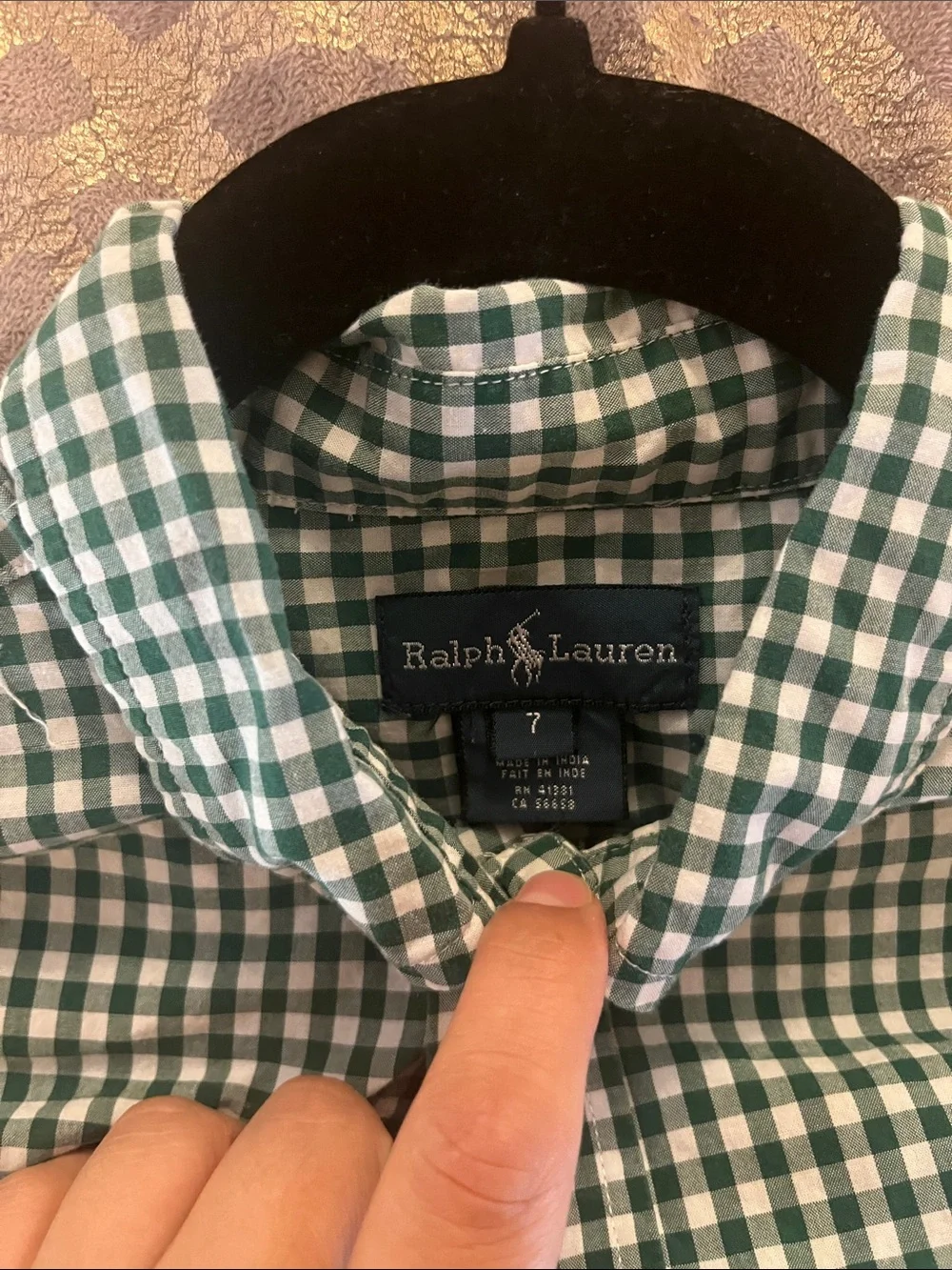 Ralph Lauren Green & White Gingham Button-Down Shirt
